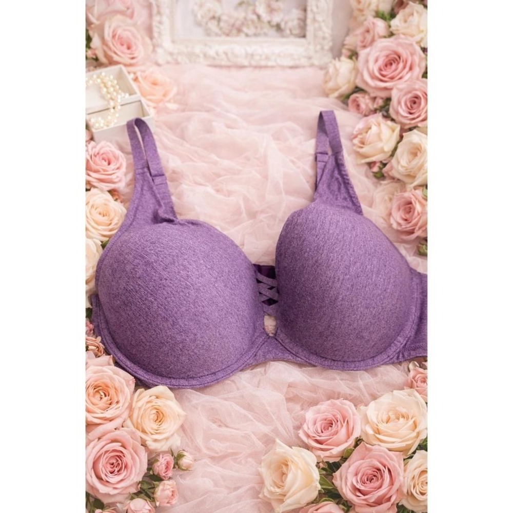 Torrid Curve T-Shirt Bra Purple Heathered Lattice Center  38DD Support Underwire